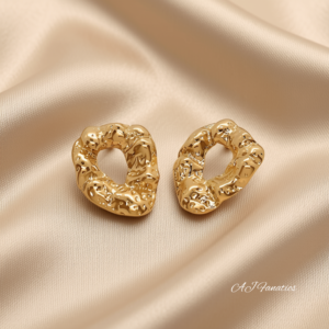 Golden Doughnut Stainless Steel Gold Earrings featuring chunky sculptural oval shapes.