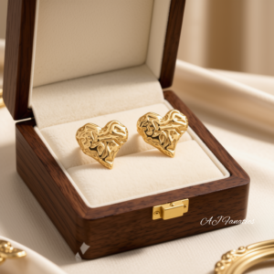 Heartbeat For You Stainless Steel Gold Earrings featuring abstract heart shapes with organic texture.
