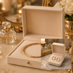 Forest Whisper Stainless Steel Gift Set – Everyday Gold‑Tone Bracelet & Earrings